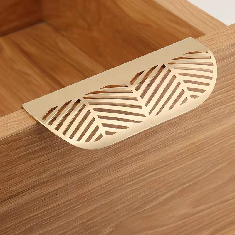 Hidden Brass Knobs Hollow Cabinet Door Handles leaf Dresser Drawer Knobs and Pulls Leaf Kitchen Cupboard Handles Hardware