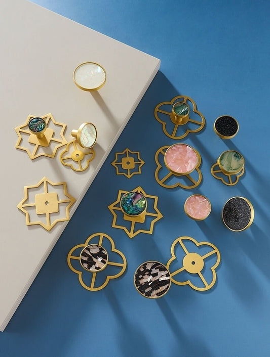 Modern Brass Drawer Knob, Shell Cabinet Pulls Knobs Handles, Wardrobe Cabinet Pull Handle, modern Furniture Hardware