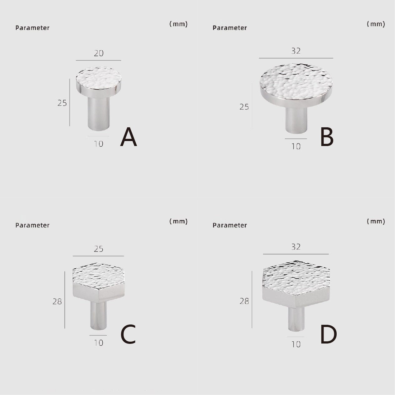 Silver Round Hexagon Drawer Knob/ Hammered Cabinet Pulls Knobs Handles, Dresser round Knobs handle, modern Furniture Hardware