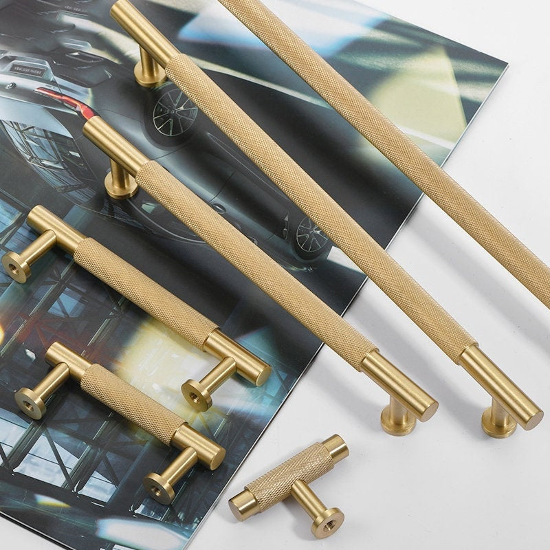 High quality Knurled Cabinet Handles Pull, Dresser Handle knob, Satin Brass Door Handles, Wardrobe cupboard Knobs handle, Furniture Hardware