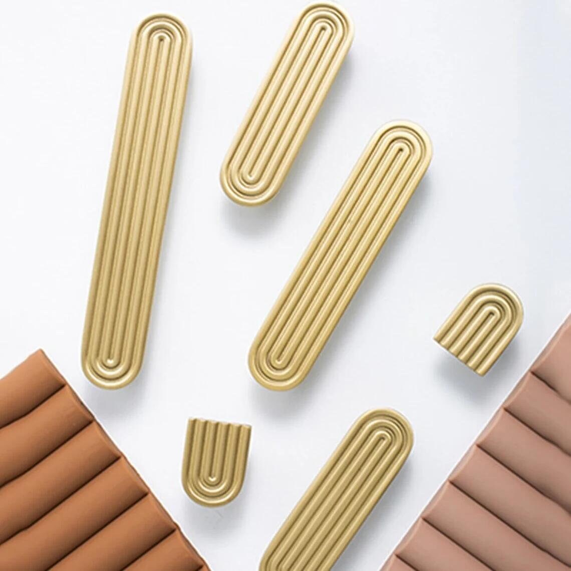 Matte gold boho rainbow Cabinet Pulls, Minimalist Drawer Pulls Knobs Handles, Modern Wardrobe Dresser Knobs handle Furniture Hardware