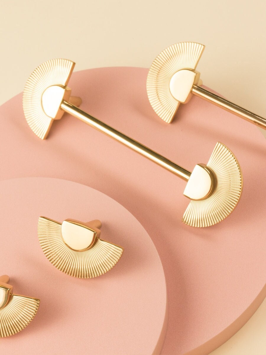 Golden Sunshine Drawer handle Pulls Knobs, Brass Dresser Knobs Handles, Semicircle Cabinet Kitchen Pulls Knobs, Furniture hardware