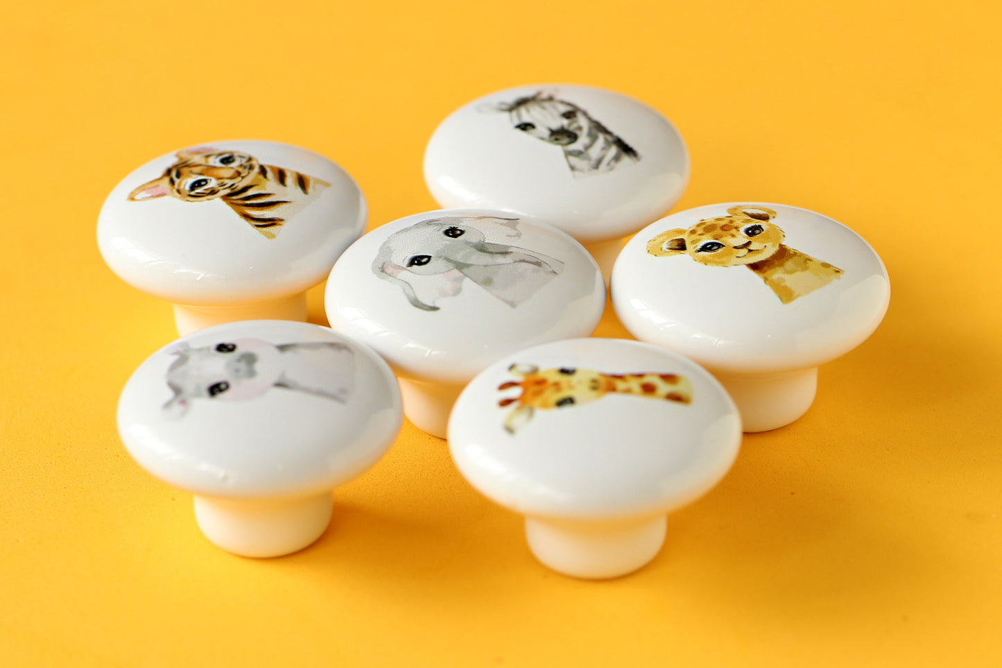 Wild Animals ceramics drawer Handle Knobs, nursery kids room Cabinet handle knob, Cabinet Door Handles, furniture Handles cabinet Hardware