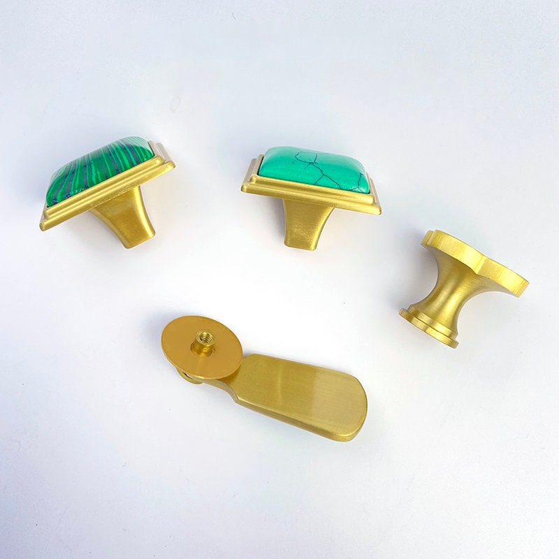 Malachite pattern Brass Drawer Knobs, Brushed brass Dresser Knobs Handles Cabinet handle knob Pulls, Wardrobe handle, furniture hardware