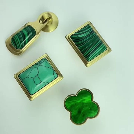 Malachite pattern Brass Drawer Knobs, Brushed brass Dresser Knobs Handles Cabinet handle knob Pulls, Wardrobe handle, furniture hardware