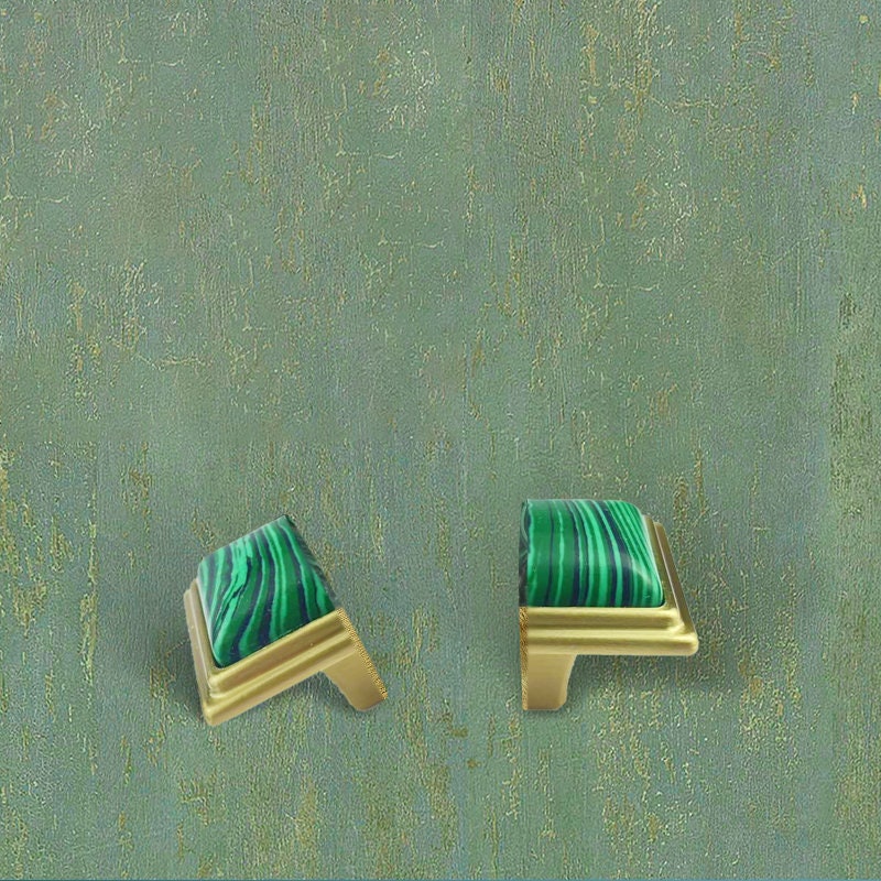 Malachite pattern Brass Drawer Knobs, Brushed brass Dresser Knobs Handles Cabinet handle knob Pulls, Wardrobe handle, furniture hardware