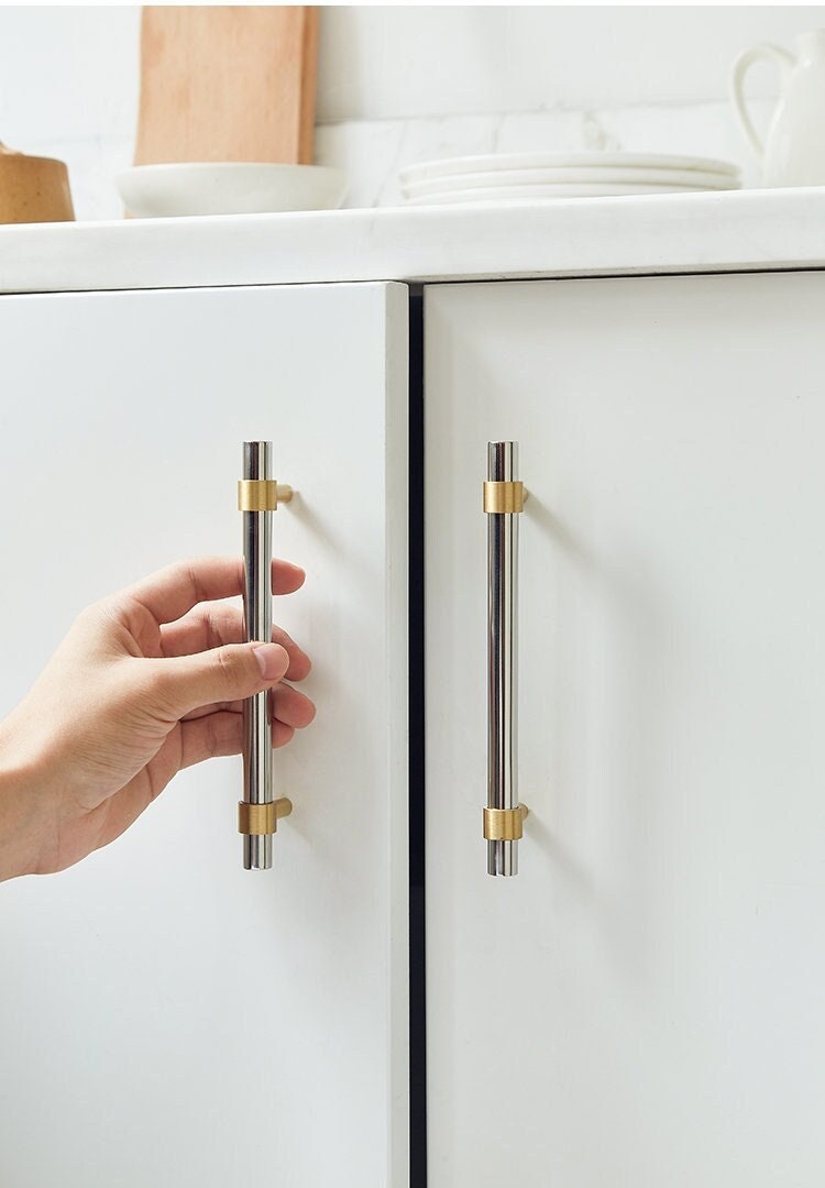 Silver minimalist Cabinet Pulls, modern Drawer Pulls Knobs Handles, stainless steel Dresser Knobs handle, modern Furniture Hardware