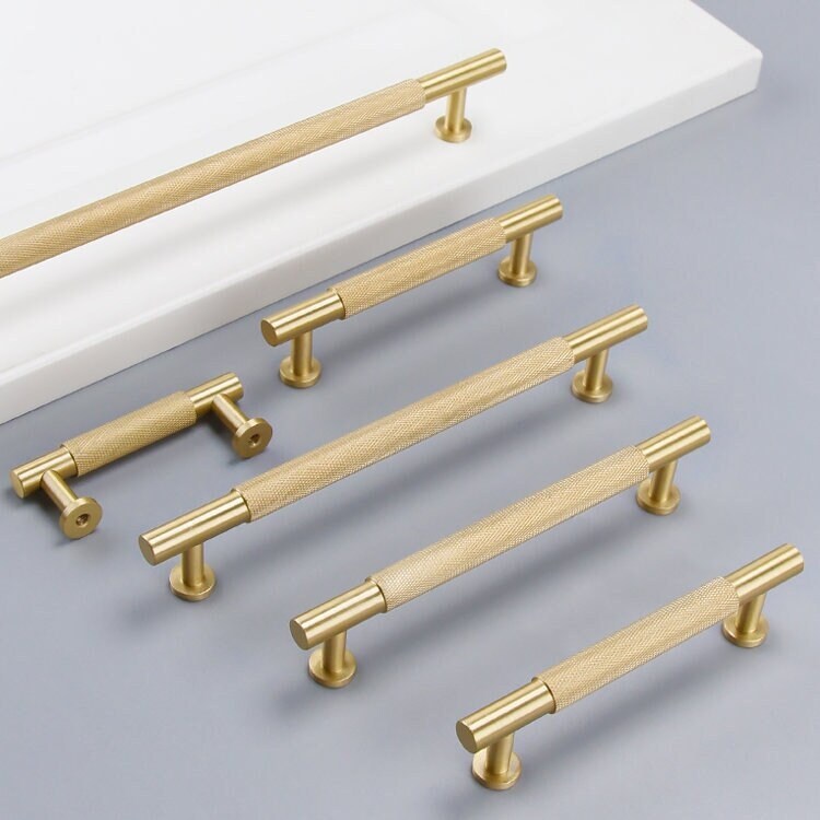 High quality Knurled Cabinet Handles Pull, Dresser Handle knob, Satin Brass Door Handles, Wardrobe cupboard Knobs handle, Furniture Hardware