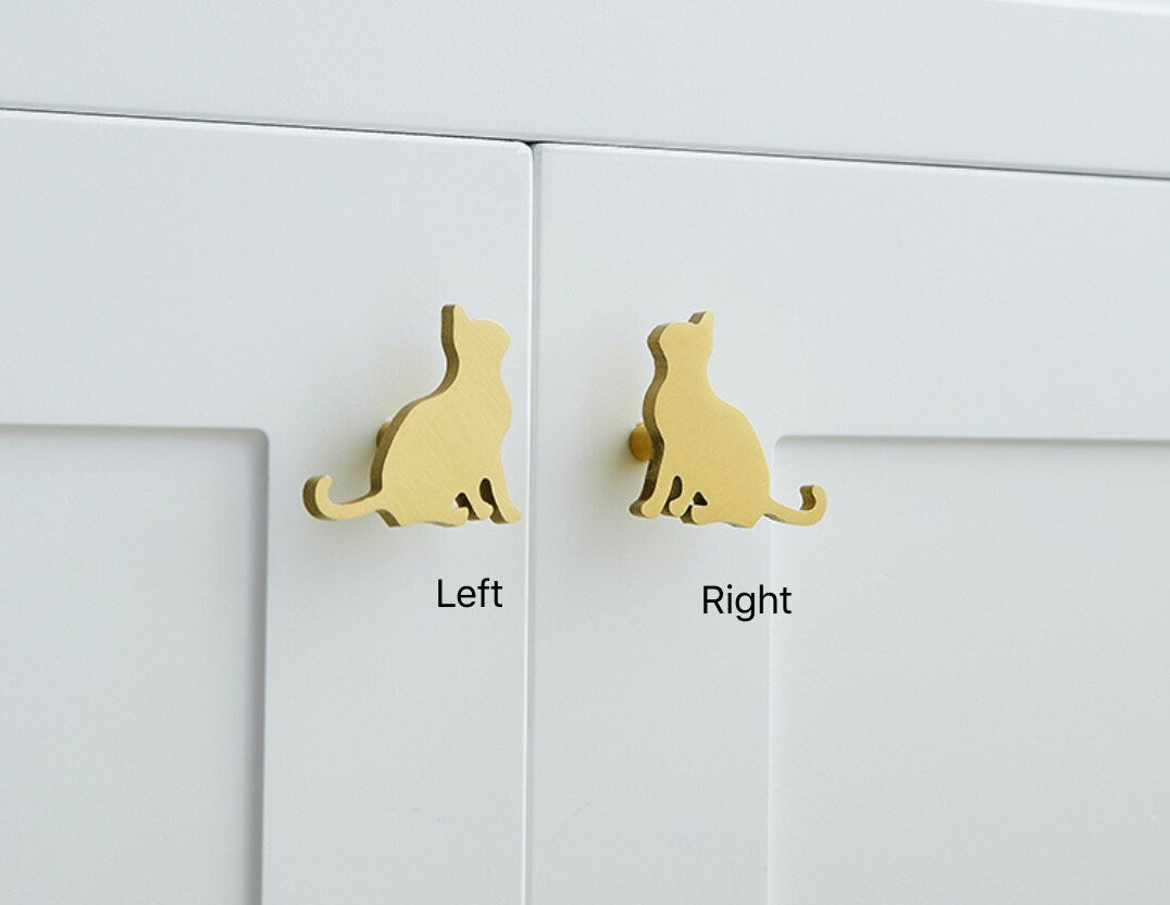 Kitten Cabinet Knob, kids bedroom Brass Animal Knobs cat drawer Knobs Pulls, Nursery room handle knob, furniture Handles cabinet Hardware