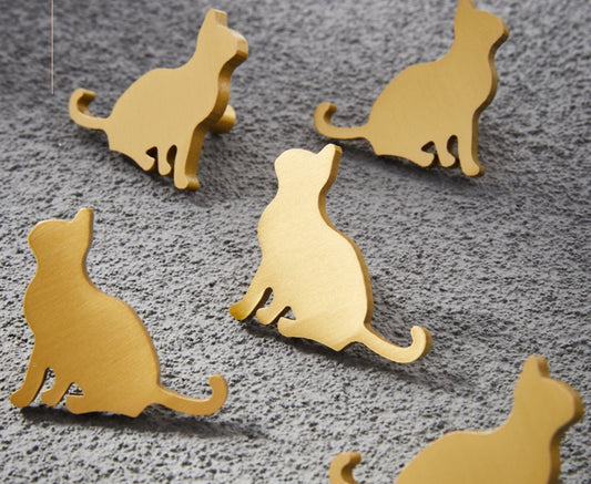 Gold Cats Cabinet Knob, kids bedroom Animal Knobs drawer Knobs and Pulls, Nursery room handle knob, furniture Handles cabinet Hardware
