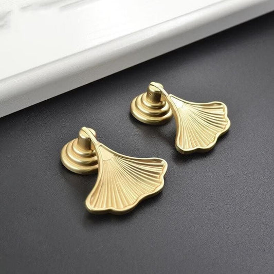 2PCS Solid Brass Ginkgo Knobs, leave drop knobs, DIY drawer dresser pulls, Furniture knobs, wardrobe Cabinet Knobs Furniture hardware