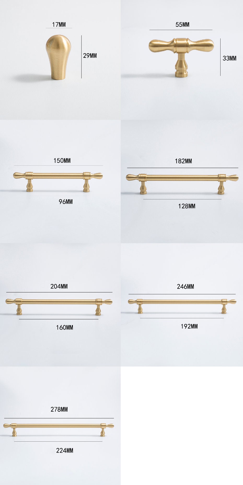 Brushed Brass Drawer Pulls, Pure Brass Cabinet Pulls Knobs Handles, Brass Dresser Knobs handle, Kitchen Handles, Wardrobe handle Door pull