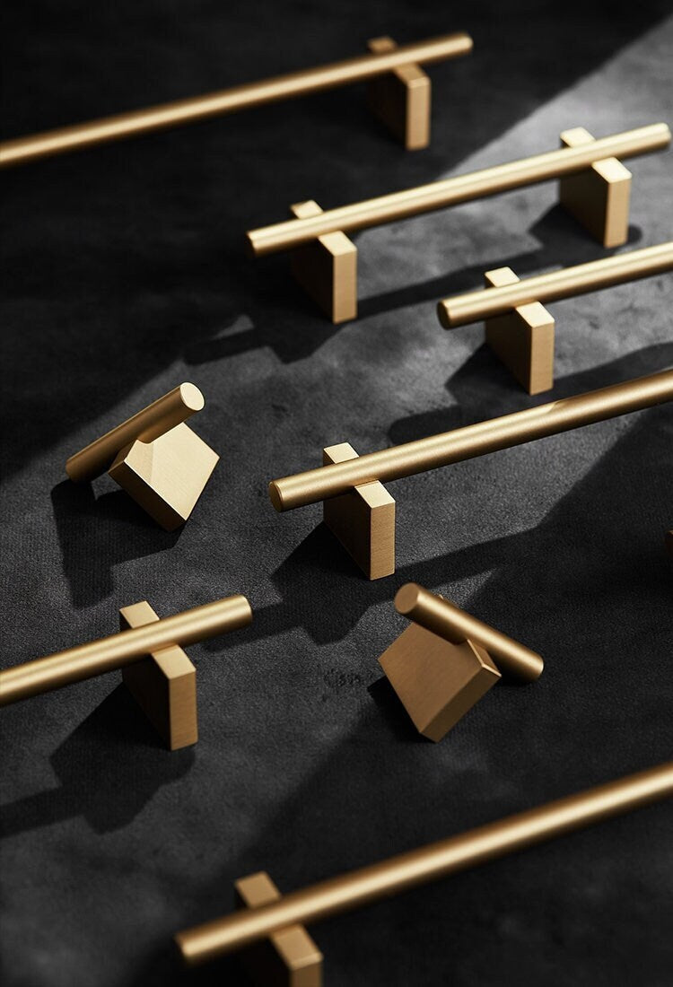 Geometric Square Wardrobe Pull Knobs, Golden Dresser Knobs Handles, Gold Drawer handle Pulls Cabinet Pulls Knobs, Furniture hardware