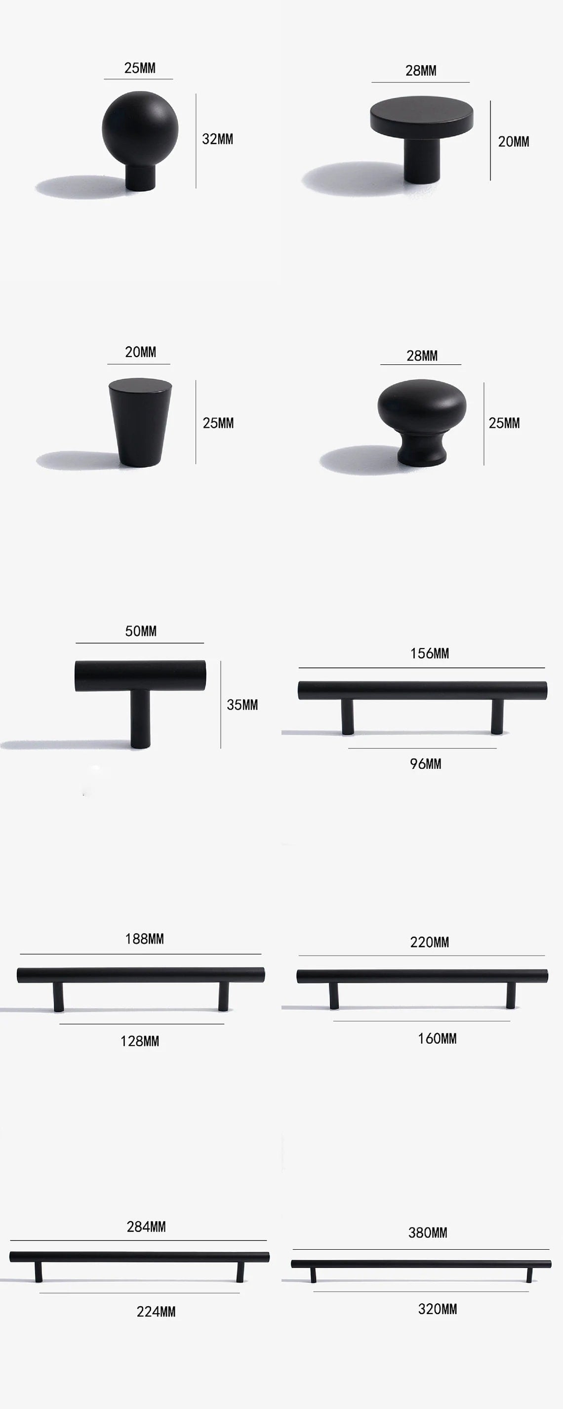 Matte black Door Handles, Modern Cabinet Handles Pull, Drawer Dresser Pulls Knobs Handles, Wardrobe Knobs handle, Kitchen Handle knob