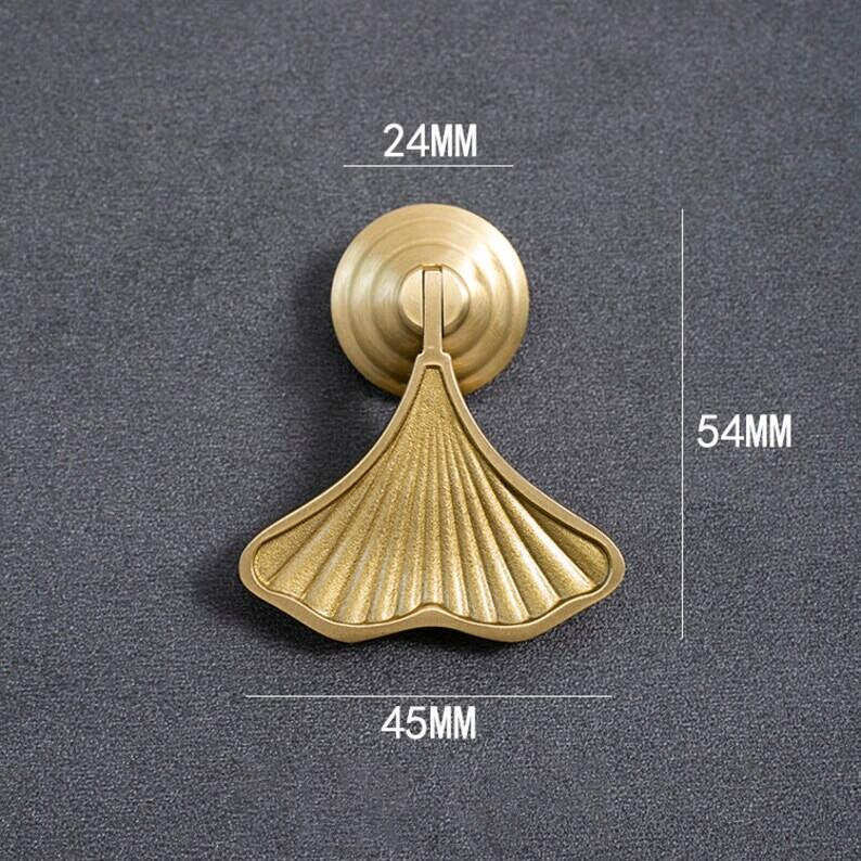 Solid Brass Ginkgo Knobs, leave drop cabinet handle knobs, DIY drawer dresser handle pulls, wardrobe Knob, Cabinet Knobs, furniture hardware