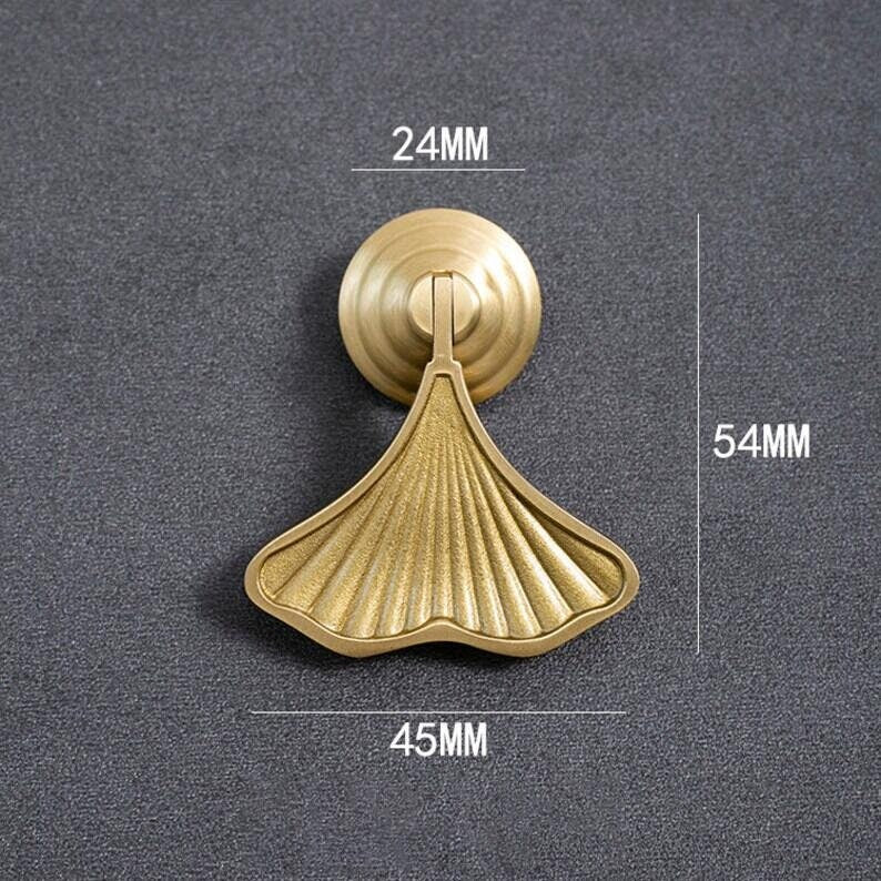 2PCS Solid Brass Ginkgo Knobs, leave drop knobs, DIY drawer dresser pulls, Furniture knobs, wardrobe Cabinet Knobs Furniture hardware