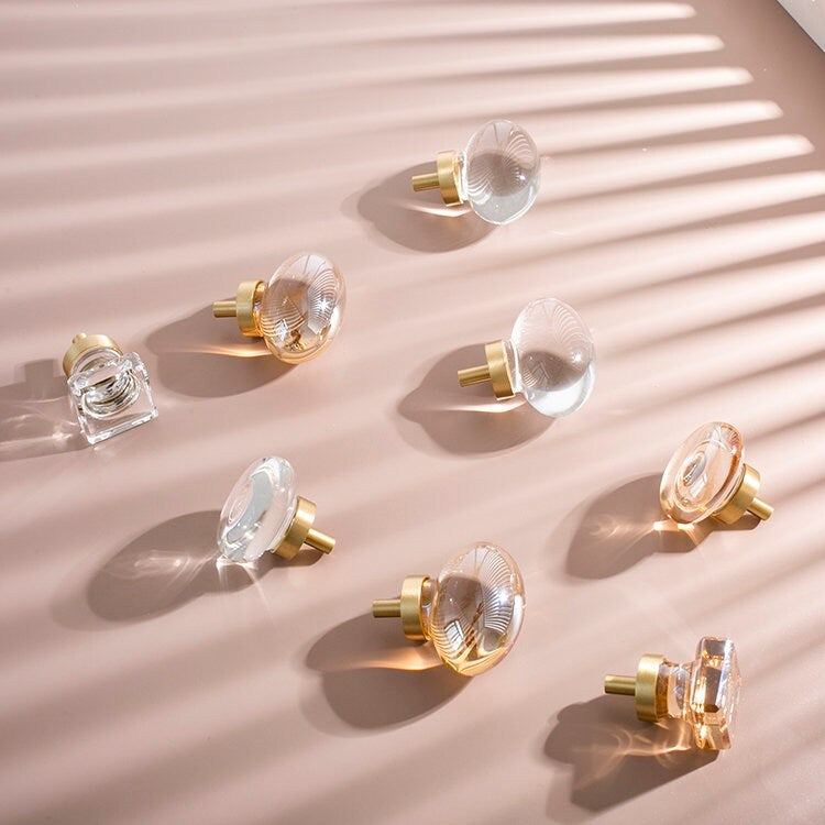 Crystal pigeon egg Cabinet Knobs, round drawer pull dresser knobs handle wardrobe Knob, Transparent handle knob, furniture hardware