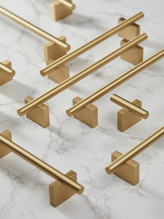 Geometric Square Wardrobe Pull Knobs, Golden Dresser Knobs Handles, Gold Drawer handle Pulls Cabinet Pulls Knobs, Furniture hardware