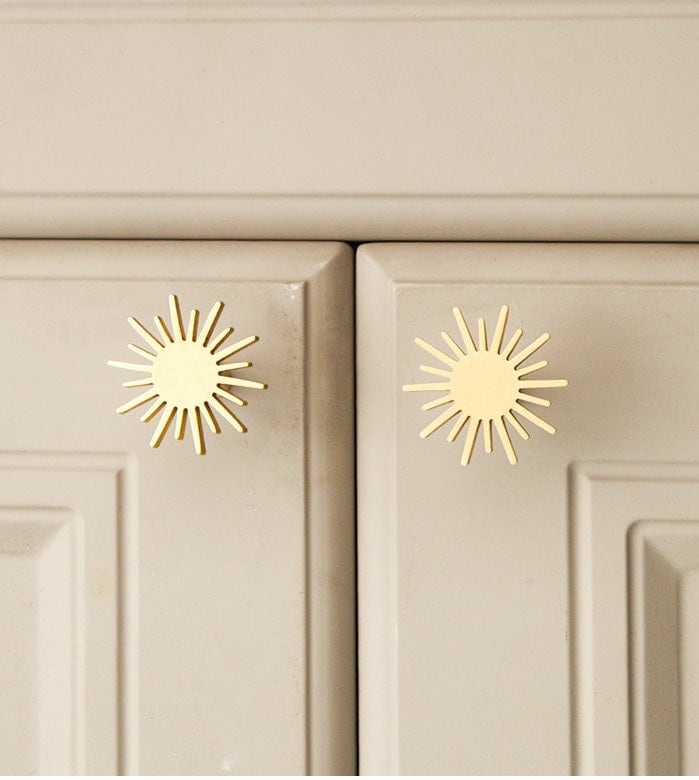 Solid Brass Sun Drawer Pull, Gold sunshine dresser Knobs Handles, Wardrobe handle Pulls Cabinet Pulls Knobs, Furniture hardware