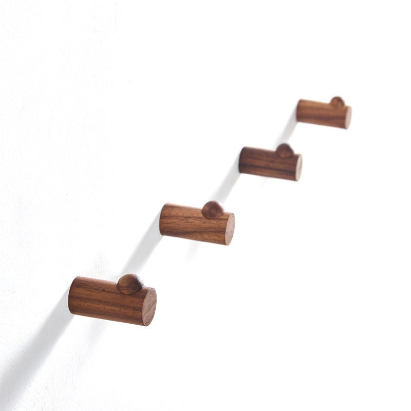 Minimalist Walnut Wall Hooks / Wall Hook Coat Hangers Rack / Watch hook / Beech wood wall hook / towel hooks / coat hanger wall / bag hook