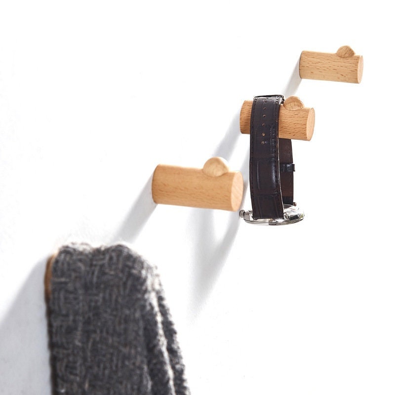 Minimalist Walnut Wall Hooks / Wall Hook Coat Hangers Rack / Watch hook / Beech wood wall hook / towel hooks / coat hanger wall / bag hook