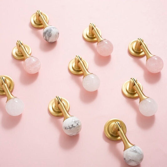 Marble Crystal Dresser Knobs Drawer Knobs Pulls, Modern Pendant Pull Handles, Wardrobe Handle Cabinet Knobs, Furniture Handles Knob Pull