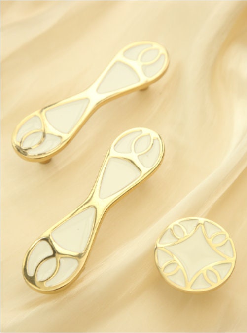 White Gold Enamel Handles Knobs, Dresser Knobs Handles, Drawer handle Pulls Cabinet Pulls Knobs, Wardrobe handle knob, Decorative hardware