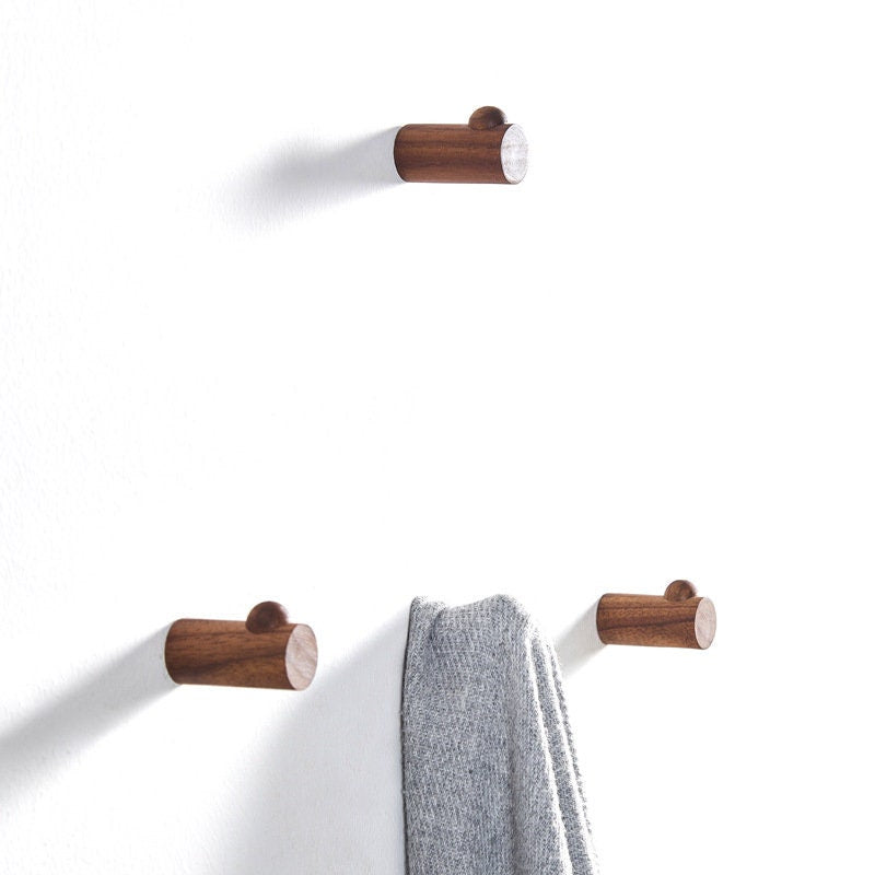 Minimalist Walnut Wall Hooks / Wall Hook Coat Hangers Rack / Watch hook / Beech wood wall hook / towel hooks / coat hanger wall / bag hook