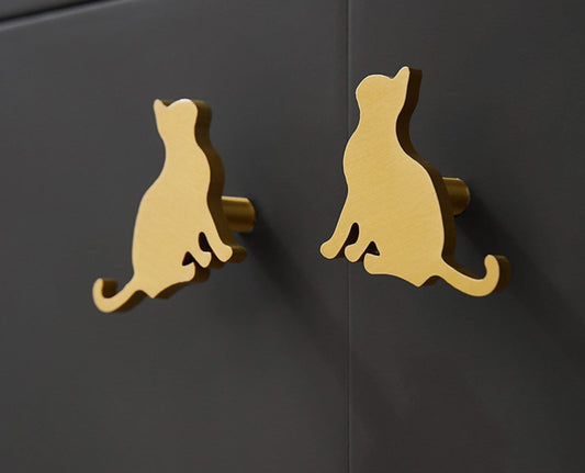 Kitten Cabinet Knob, kids bedroom Brass Animal Knobs cat drawer Knobs Pulls, Nursery room handle knob, furniture Handles cabinet Hardware