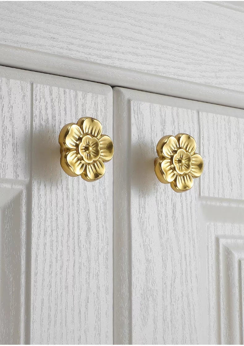 Flower with branch Drawer Handles, 3.3" Cabinet Door Handles Pull, Flower Drawer Pulls Knobs Handles, Wardrobe handle, Decorative Knob Pull