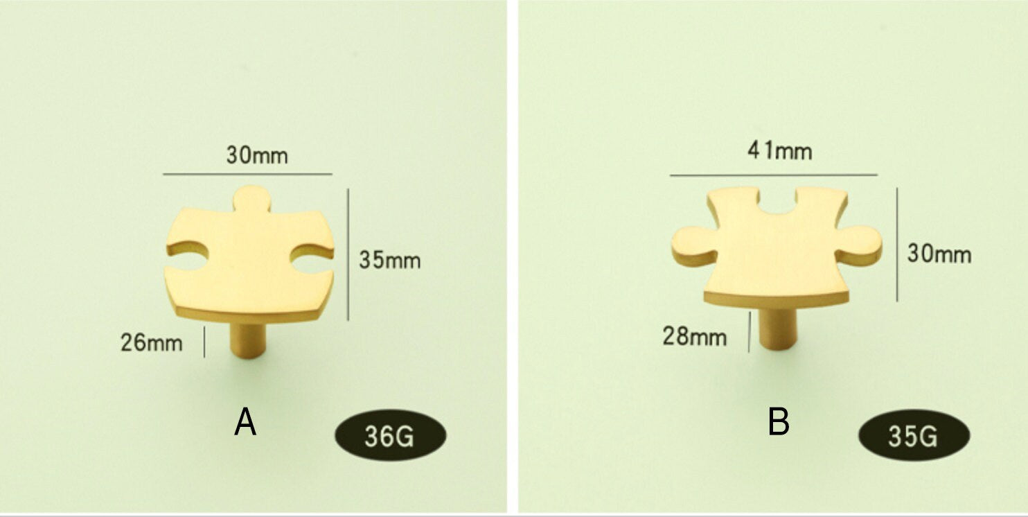 Brass Puzzle Knobs, Modern Drawer Pull, Wardrobe handle Pulls Cabinet Pulls Knobs, Golden Dresser Knobs Handles, Furniture hardware