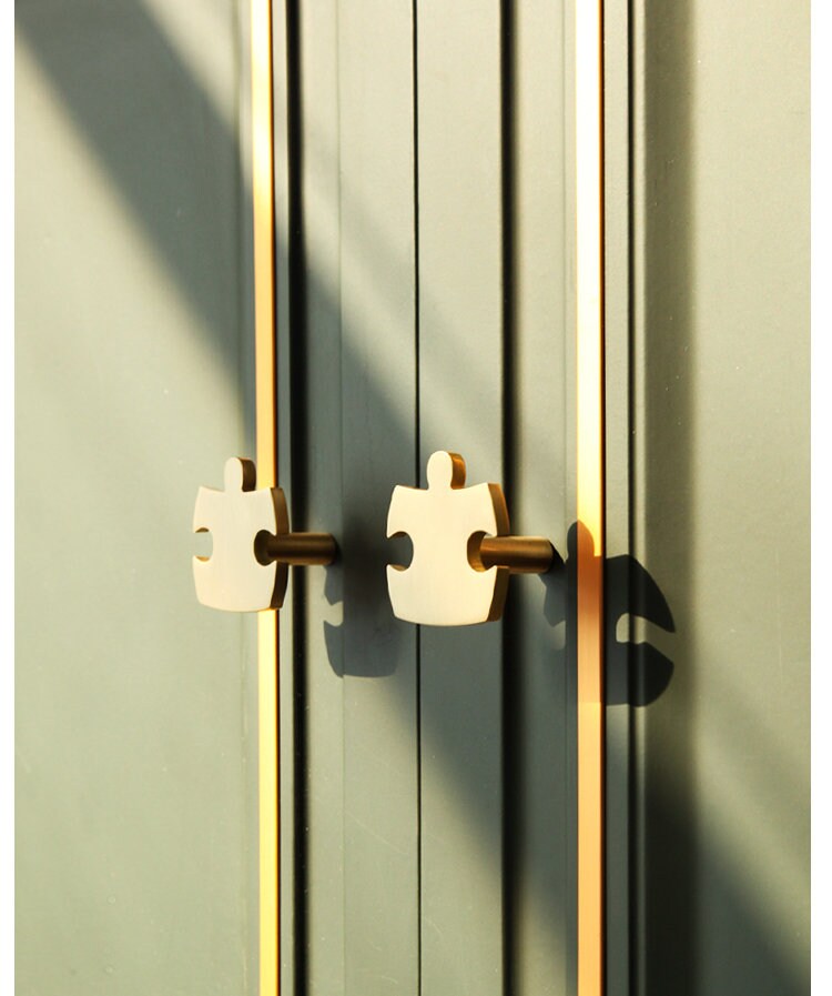 Brass Puzzle Knobs, Modern Drawer Pull, Wardrobe handle Pulls Cabinet Pulls Knobs, Golden Dresser Knobs Handles, Furniture hardware