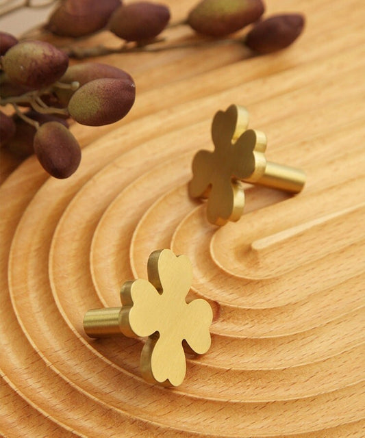 Clover Brass Cabinet Knobs, Flower Dresser Decor, Golden Drawer Pull, Wardrobe handle Pulls Cabinet Door Pulls Knobs, Furniture hardware