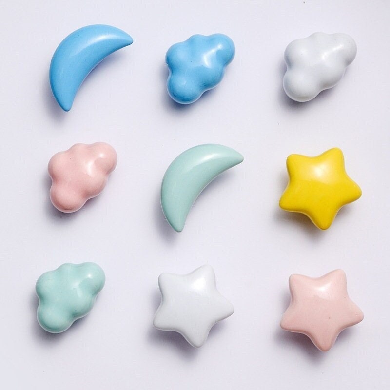 Star Moon Cloud Ceramic Knobs kids bedroom Knobs Cabinet Door Handles drawer Knobs Pulls, Nursery Kids Knobs, Unique Home Decor