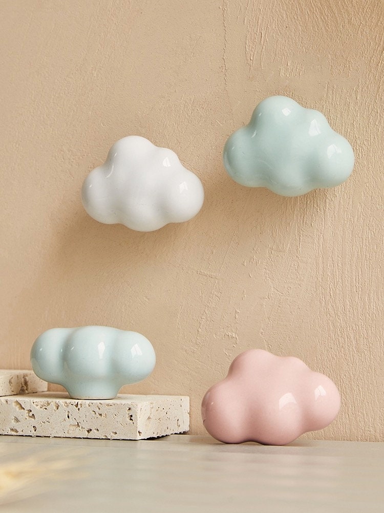 Cute Cloud Ceramic Cabinet handle pull, Kids drawer dresser handle knob,Wardrobe handle,Nursery Kids Knobs,baby room decor,Children's Handle