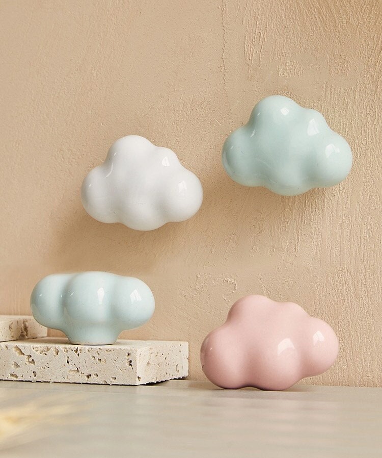 Cute Clouds drawer handle pull, Nursery Kids Cabinet Knobs, Kids dresser handle knob,Wardrobe handle, baby room decor, Children's Handle