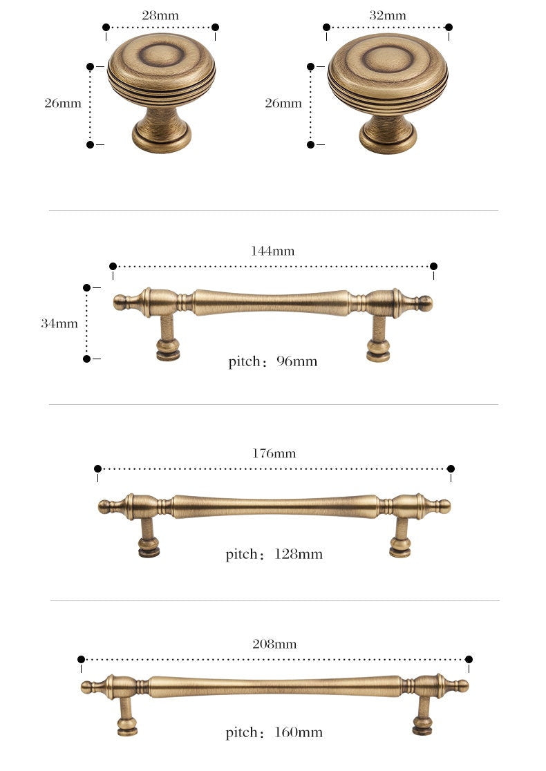 Crown Gold Drawer Handles Pull, Antique Brass Cabinet Door Handles, Dresser Pulls Knobs Handles, Kitchen Knobs handle Wardrobe pull handle