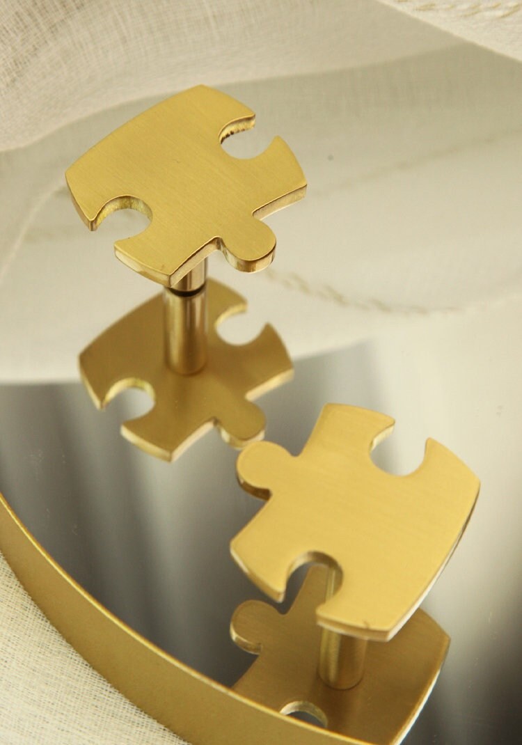Brass Puzzle Knobs, Modern Drawer Pull, Wardrobe handle Pulls Cabinet Pulls Knobs, Golden Dresser Knobs Handles, Furniture hardware