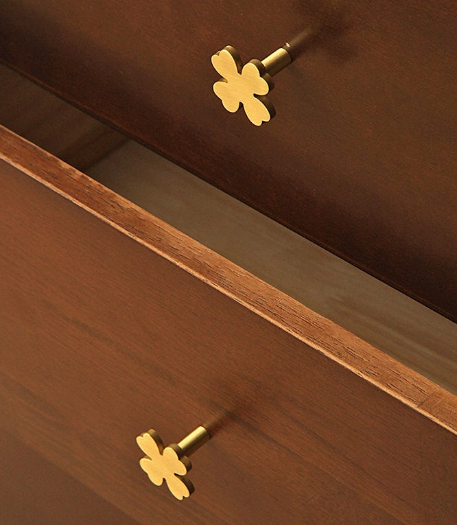 Flower Dresser handle Decor, Clover Brass Cabinet Knobs, Golden Drawer Pull, Wardrobe handle Cabinet Door Pulls Knobs, Furniture hardware