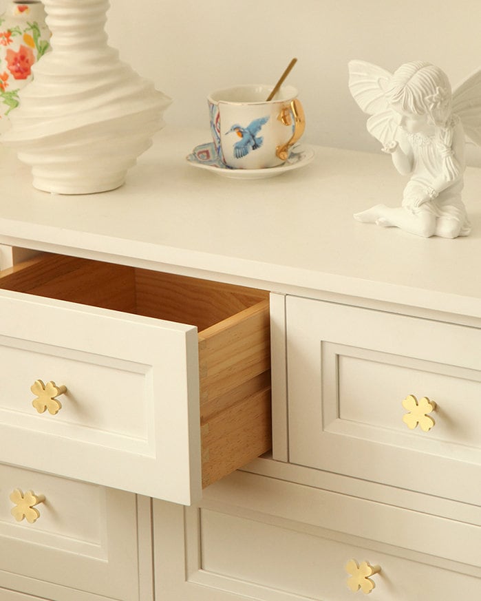 Flower Dresser handle Decor, Clover Brass Cabinet Knobs, Golden Drawer Pull, Wardrobe handle Cabinet Door Pulls Knobs, Furniture hardware