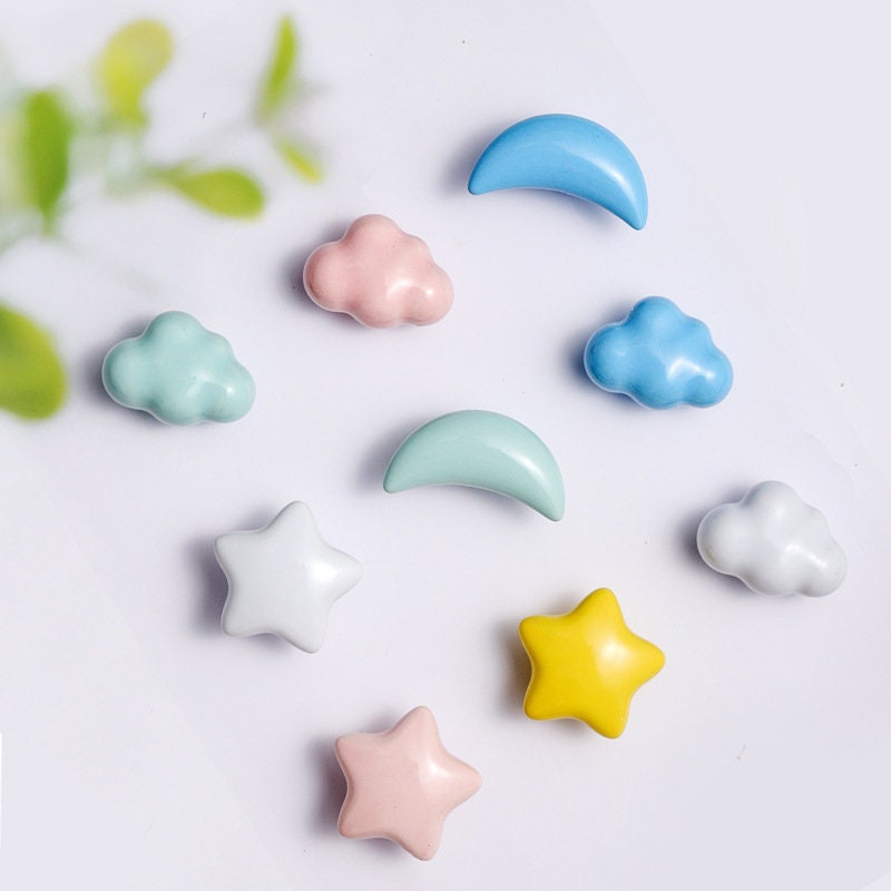 Star Moon Cloud Ceramic Knobs kids bedroom Knobs Cabinet Door Handles drawer Knobs Pulls, Nursery Kids Knobs, Unique Home Decor