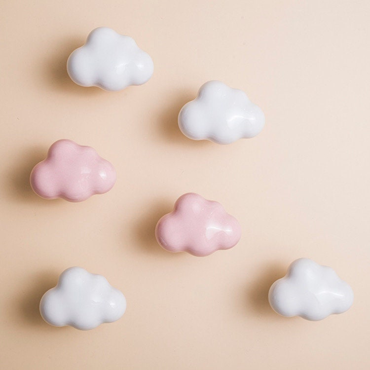 Nursery Kids Knobs,Cloud Ceramic Cabinet handle pull, Kids drawer dresser handle knob,Wardrobe handle, baby room decor, Children's Handle