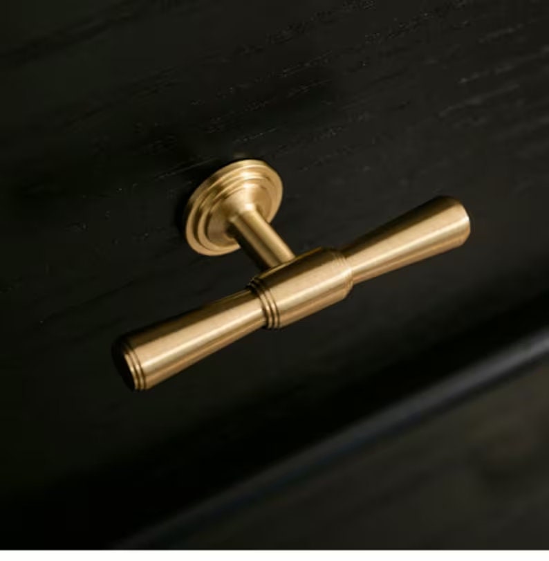 High quality Cabinet Handles Pull Satin Brass Door Handles Brass Drawer Pulls Knobs Handles Wardrobe Knobs handle Furniture Hardware