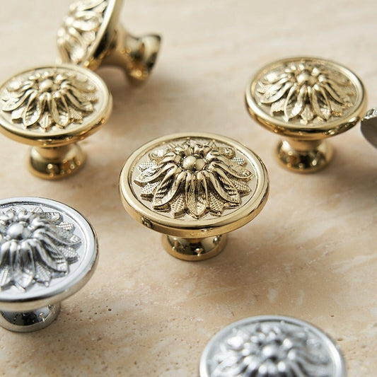 Vintage Flower Cabinet Pulls knob modern Drawer Pulls Knobs Handles Brass Dresser Knobs Wardrobe cupboard handle, Furniture Hardware