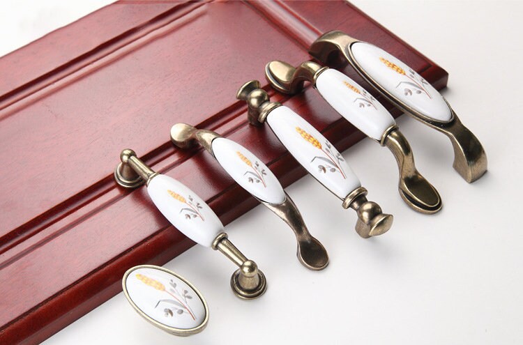 Rustic Ceramic Cabinet Handles Pull, Wheat Door Handles, Drawer Pulls Knobs Handles, Kitchen Knobs handle, Closet wardrobe pull handle