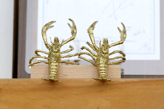 Solid brass Lobster cabinet Knobs, art deco Furniture knobs, diy animals drawer pulls Wardrobe Cabinet Handle Knobs, furniture hardware