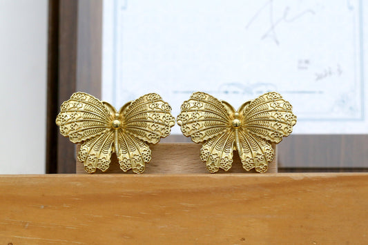 Vintage Brass Butterfly cabinet Knobs, art deco Drawer handle knobs diy animals drawer pulls Wardrobe Cabinet Handle Knobs, furniture Decor