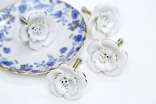 Classical White Flower knobs Pull Flower Drawer Knobs Pulls Dresser handle knob, Wardrobe handle pull, furniture Handles cabinet Hardware