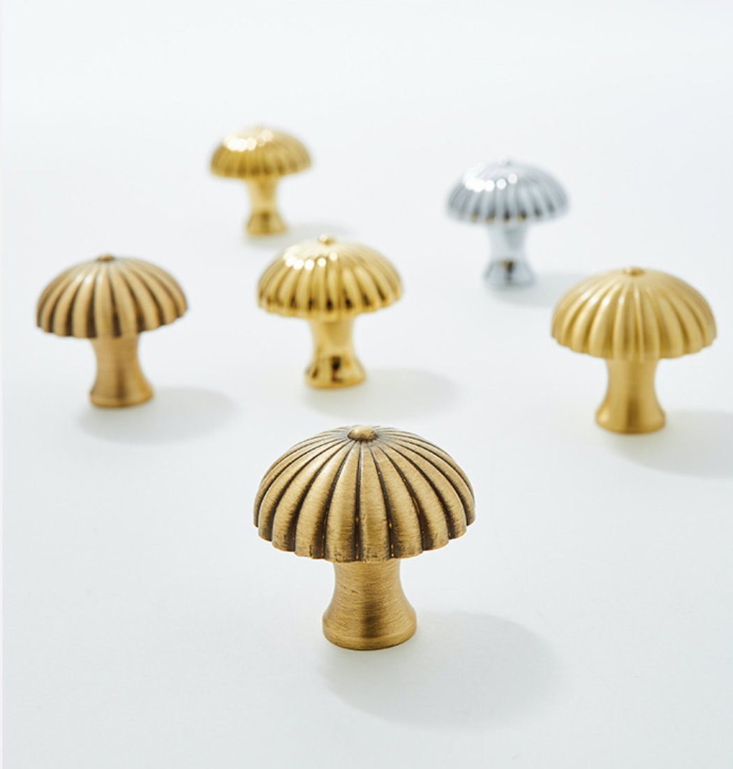 Brass Mushroom Knobs, Umbrella Knobs Drawer Pull, handle pull Wardrobe handle Pulls Cabinet Pulls Knobs Dresser Handles Furniture hardware