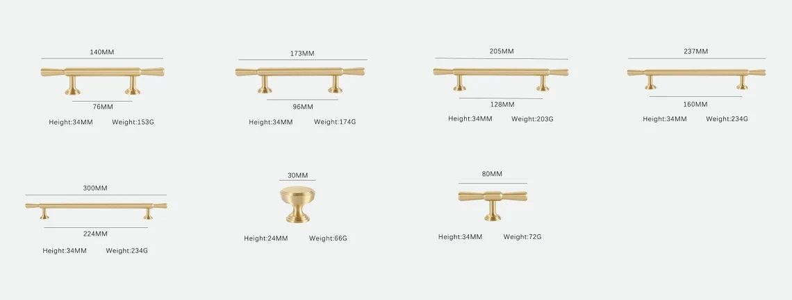 High quality Cabinet Handles Pull Satin Brass Door Handles Brass Drawer Pulls Knobs Handles Wardrobe Knobs handle Furniture Hardware